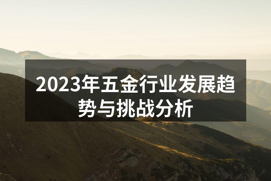 2023年五金行业发展趋势与挑战分析